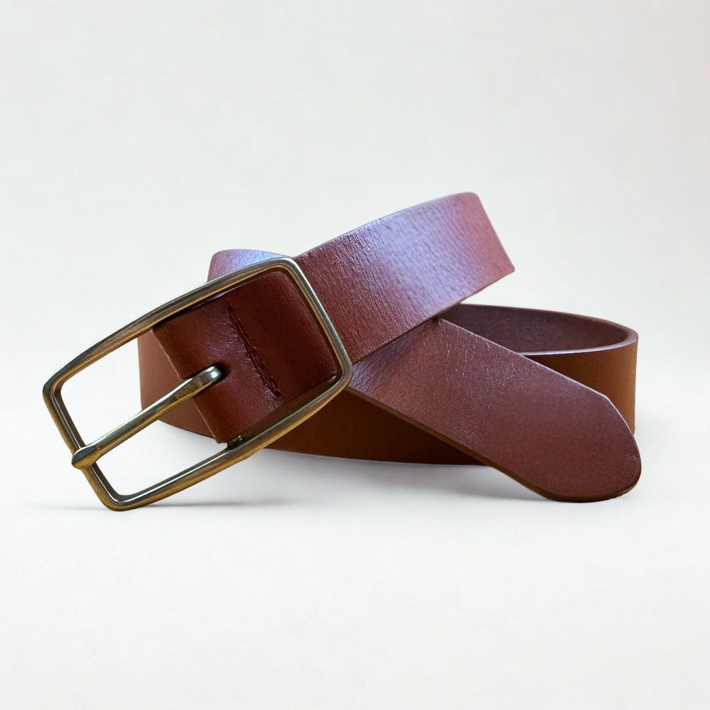 GAP Classic Leather Belt Womens Small Cognac Brown Preppy Trouser Brass Buckle